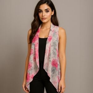 🔴Accents by Lavello  Romantic Roses Chiffon Convertible Vest / Scarf